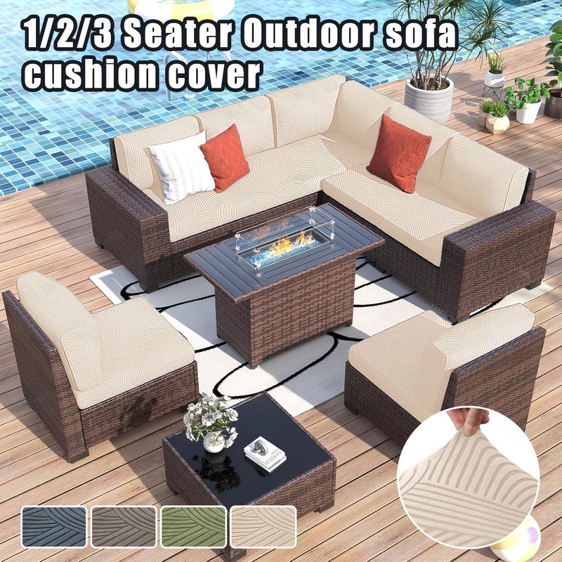 Deep Gray 1 Seat Stretch Outdoor Sofa Cover Arc Floral Pattern Machine Washable - Image 1