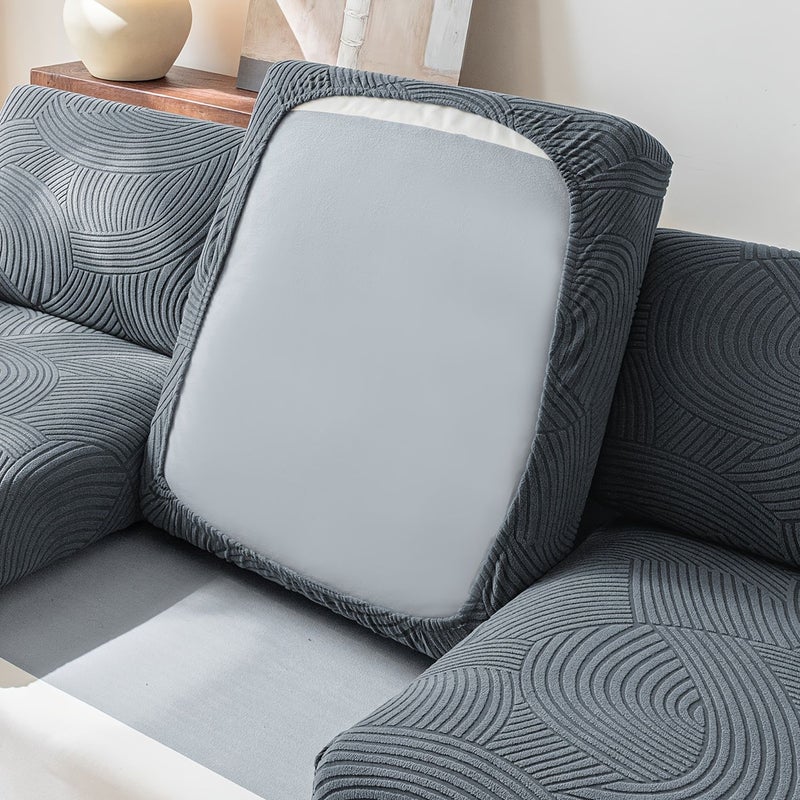 Deep Gray 1 Seat Stretch Outdoor Sofa Cover Arc Floral Pattern Machine Washable - Image 5