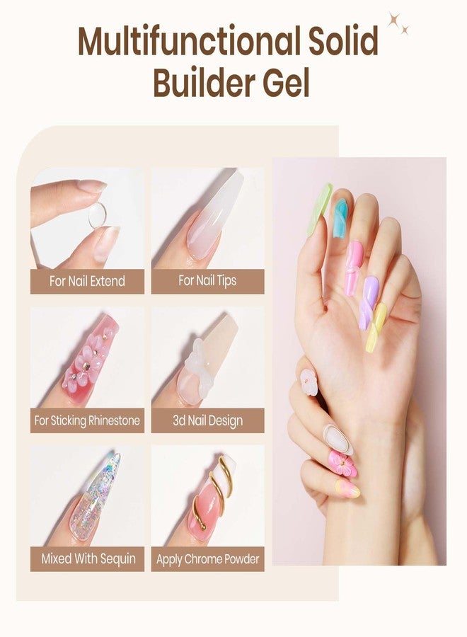 SUPWEE 3 Colors Hard Gel for Nails, Clear White Nude Solid Builder Gel for 3D Nail Art Sculpting with UV Lamp & Chrome Powder for Home DIY Salon, 18g (0.63oz) - Image 2