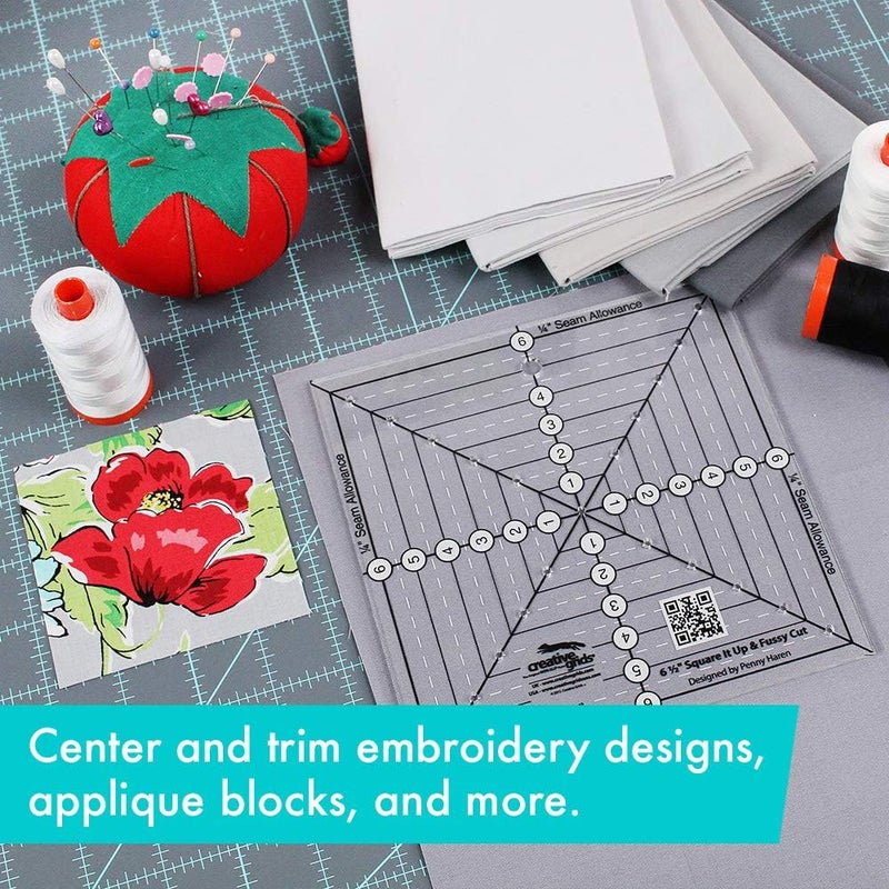 Creative Grids 6.5" Square It Up and Fussy Cut Quilting Ruler Template - Image 2