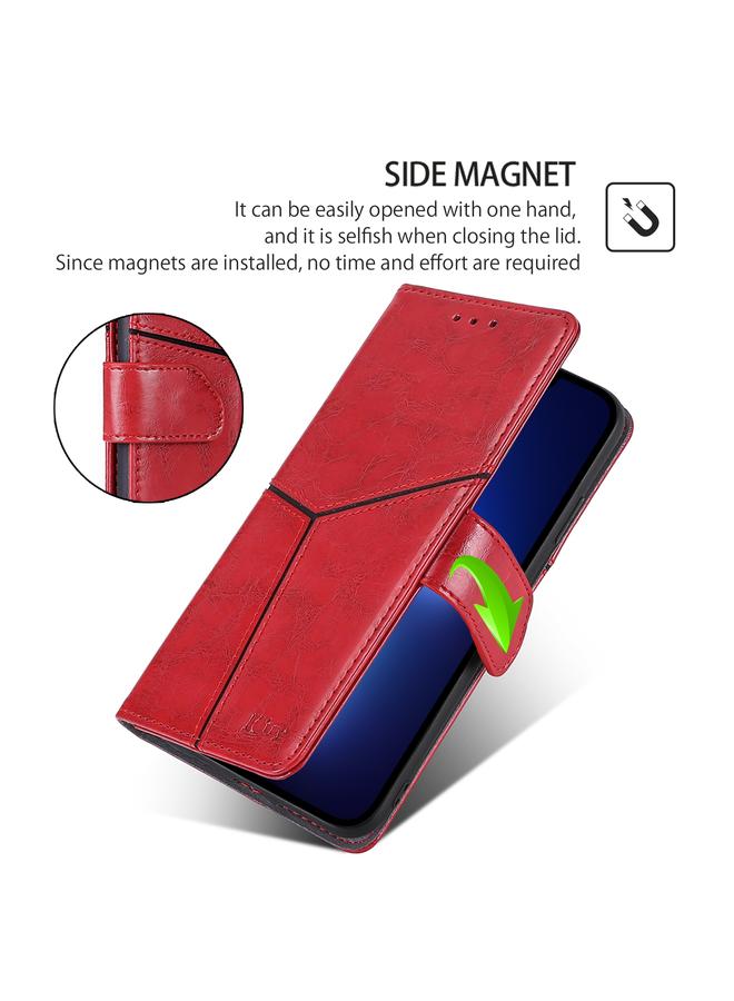 S-TOP Case For iPhone 16 Pro Geometric Stitching Leather Phone Case - Image 5