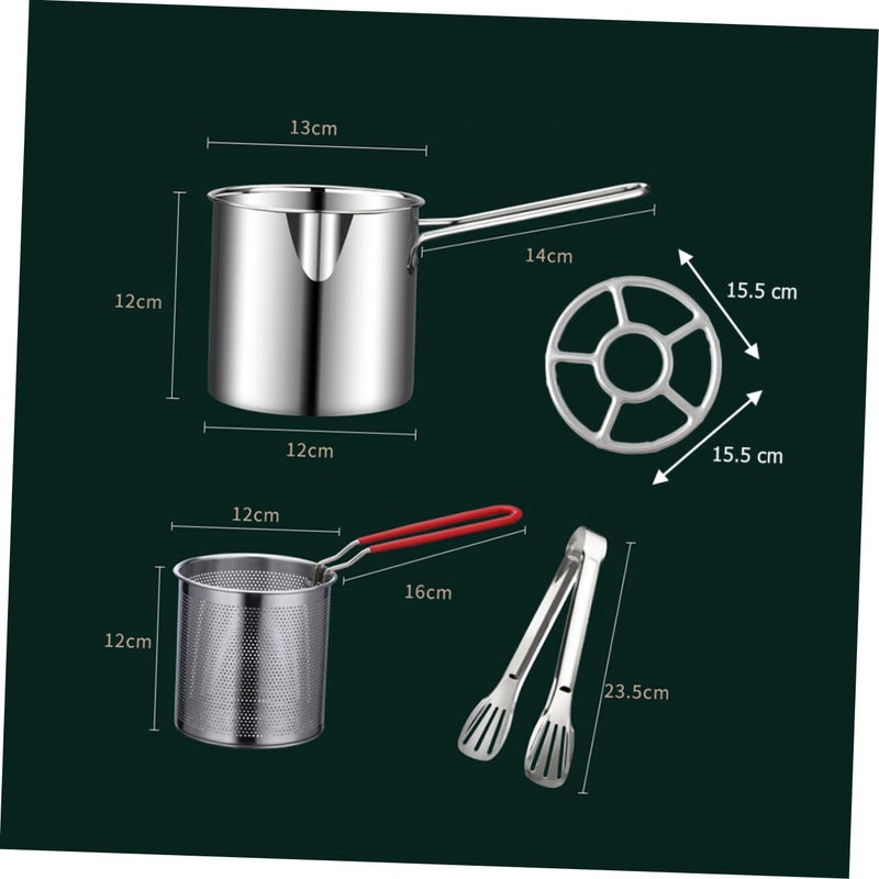 Stainless Steel Deep Fryer Pot With Basket High Temperature Resistant Handle Stove Compatible - Image 3
