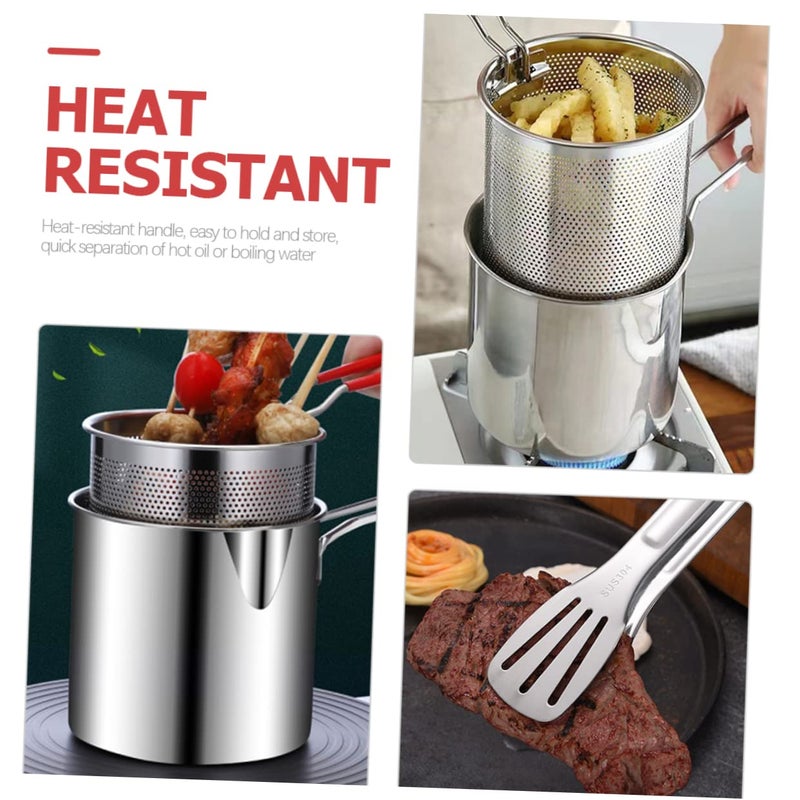 Stainless Steel Deep Fryer Pot With Basket High Temperature Resistant Handle Stove Compatible - Image 4