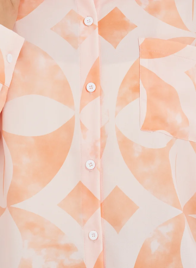 Take Two Take Two Printed Buttoned Oversized Shirt