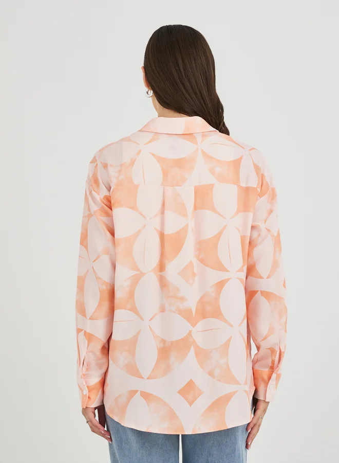 Take Two Take Two Printed Buttoned Oversized Shirt