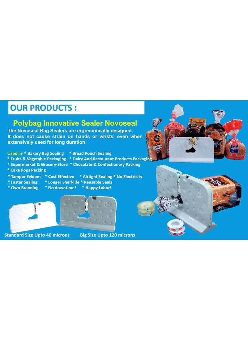 NOVOSEAL - Novoseal Professional Starter Pack Bread Bakery Products Sealer Polybag Sealing Machine Plastic Bag Sealer Polybag Packing Machine Size Big with Tape Set - Image 1
