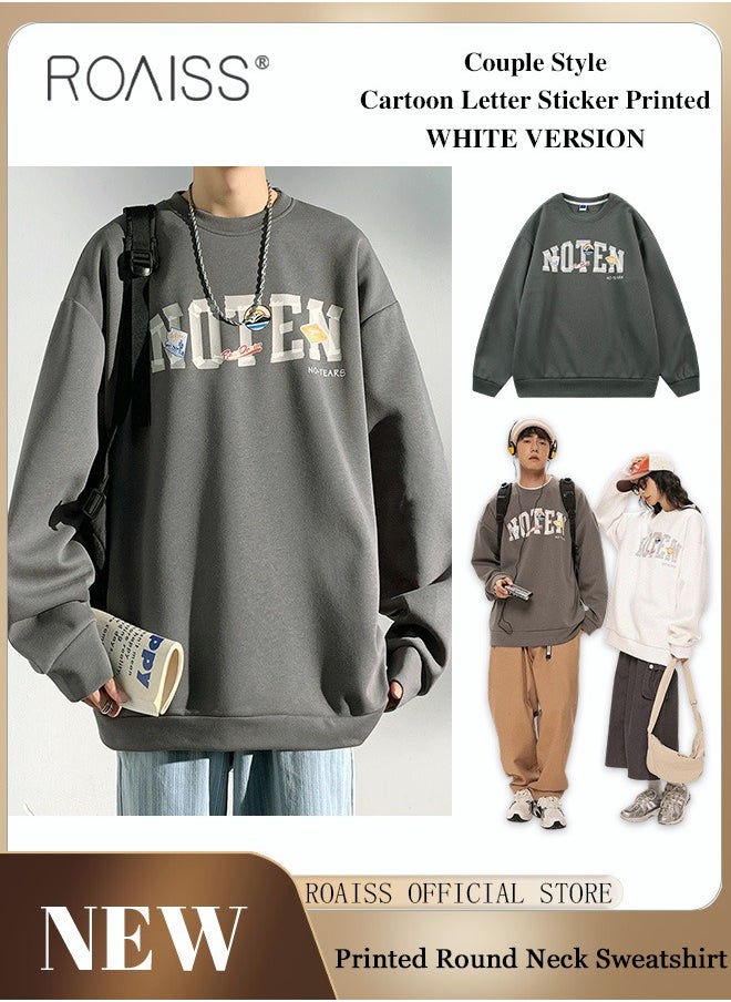 roaiss Mens Letter Graphic Sweatshirt Y2K Streetwear Oversized Light Weight Crew Neck Pullover Fall Loose Casual Sweat Shirts  - Image 2