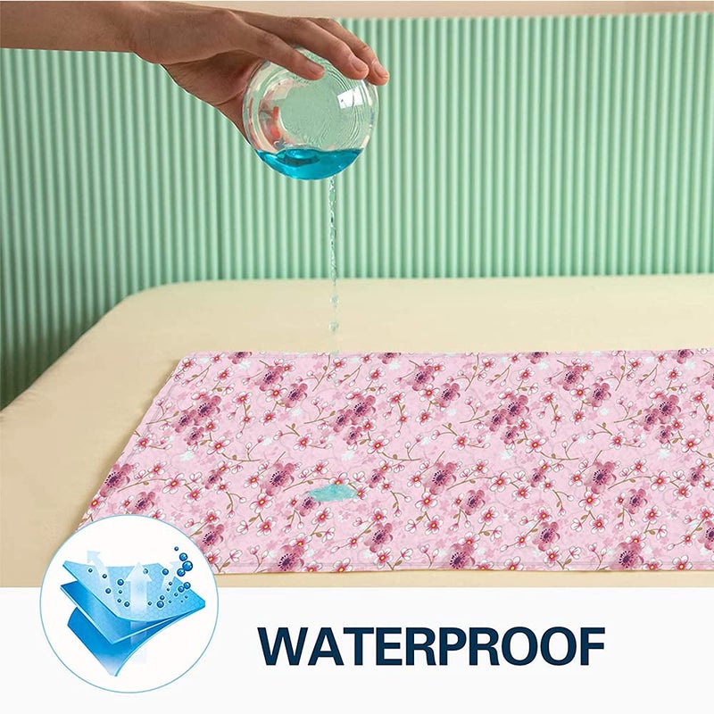 Snugkins Baby Diaper Changing Mat Baby Urine Sheet Reusable Waterproof Nappy Changing Mat Super Absorbant Mat Ideal for Newborn Babies 012 Months28 x 18 InchesPack of 1Sakura - Image 4