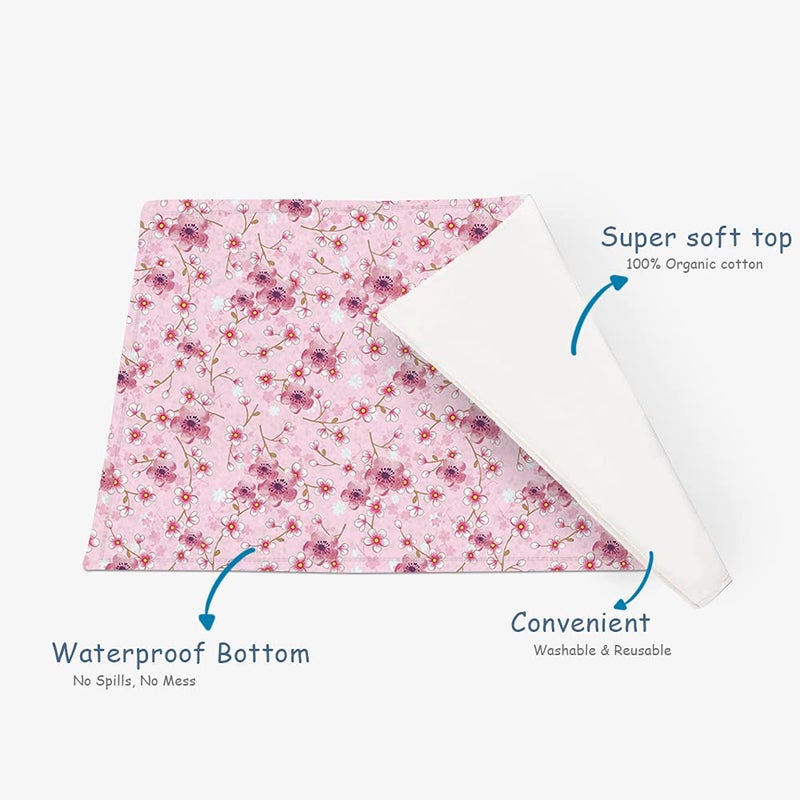 Snugkins Baby Diaper Changing Mat Baby Urine Sheet Reusable Waterproof Nappy Changing Mat Super Absorbant Mat Ideal for Newborn Babies 012 Months28 x 18 InchesPack of 1Sakura - Image 3