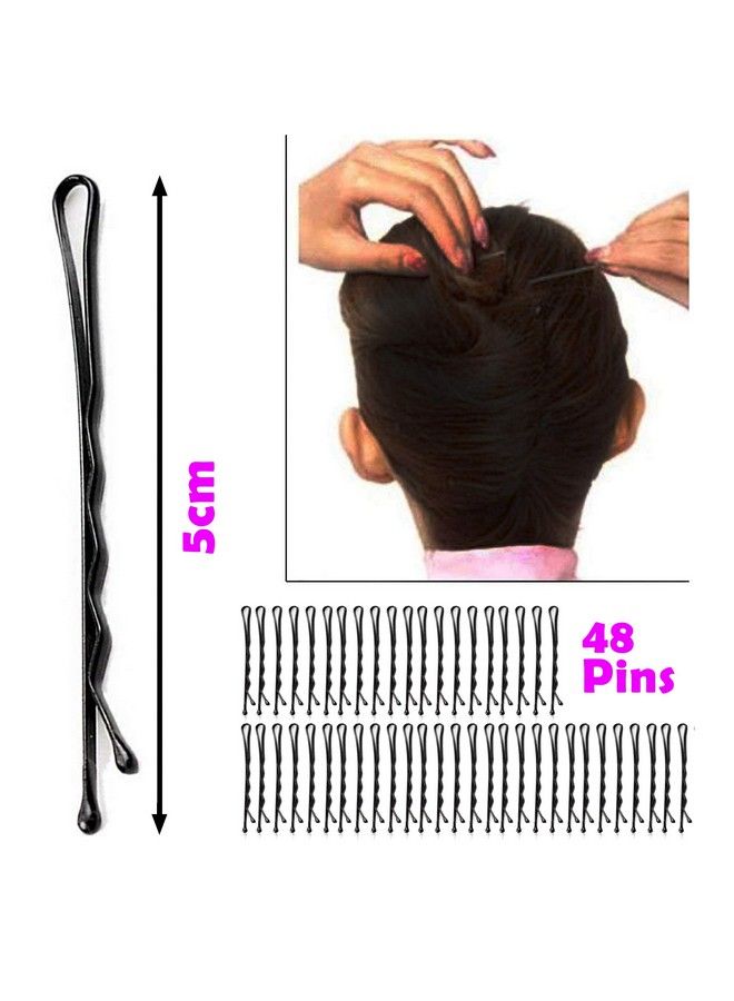 HP HIGH PROFILE Hair Styling Black Bobby Pins/Hair Bun Pins For Parlour And Home For Women And Girls Set Of 48 Pcs (5 Cm) - Image 3
