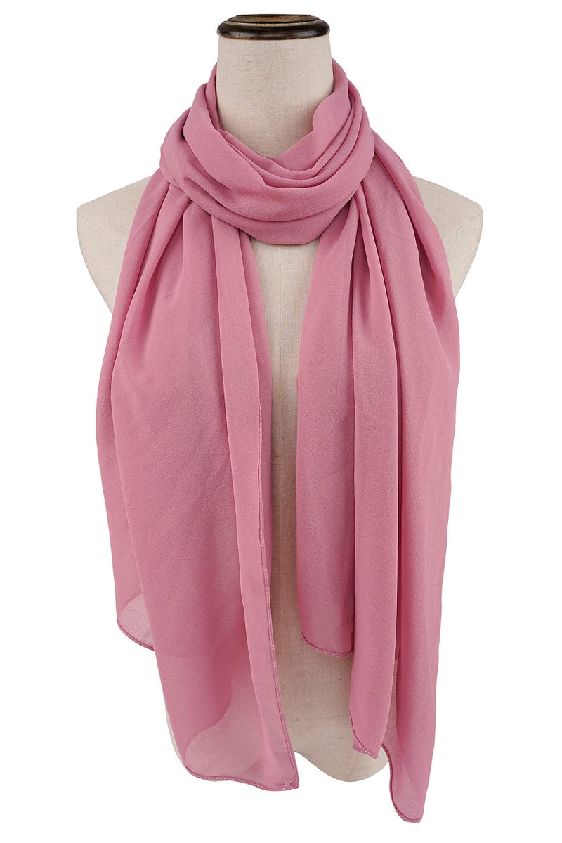 YOUR SMILE for Women Lightweight Breathable Solid Color Soft Chiffon Long Fashion Scarves Sunscreen Shawls (Pink) - Image 4