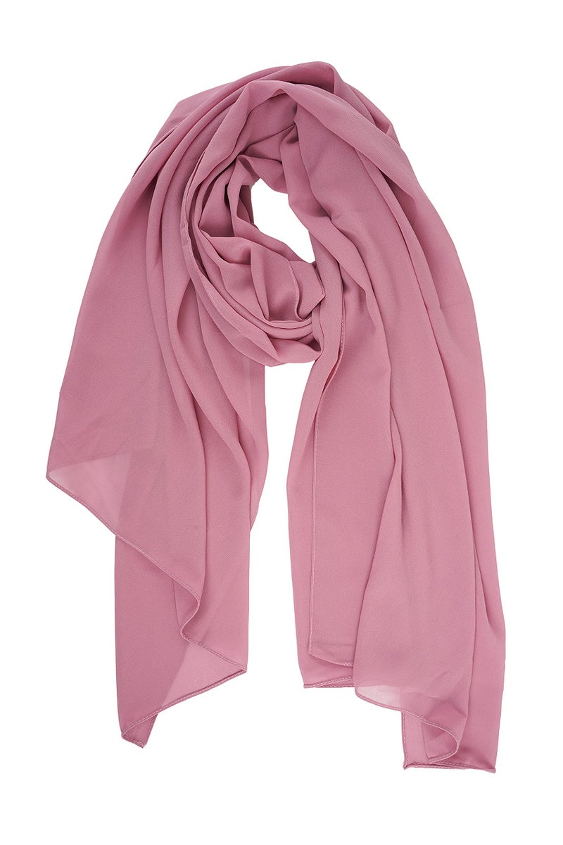 YOUR SMILE for Women Lightweight Breathable Solid Color Soft Chiffon Long Fashion Scarves Sunscreen Shawls (Pink) - Image 1