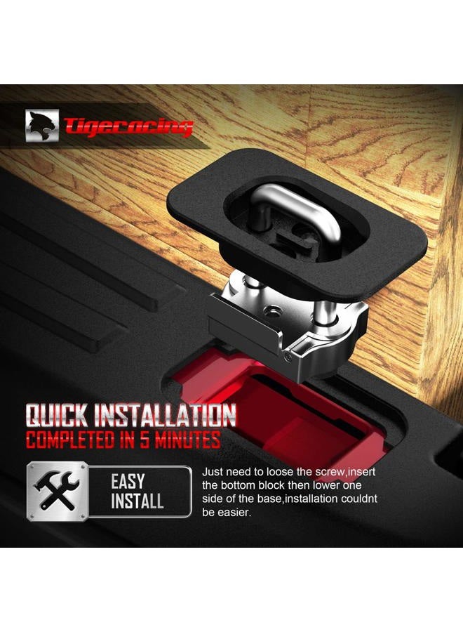 Tigeracing Tie Down Anchors Retractable Truck Bed Top Side D Ring Compatible with 2015-2026 F150 / 17-26 F250 & F350 Super Duty / 17-26 Raptor - 3000 LBS Capacity of 4 - Image 5