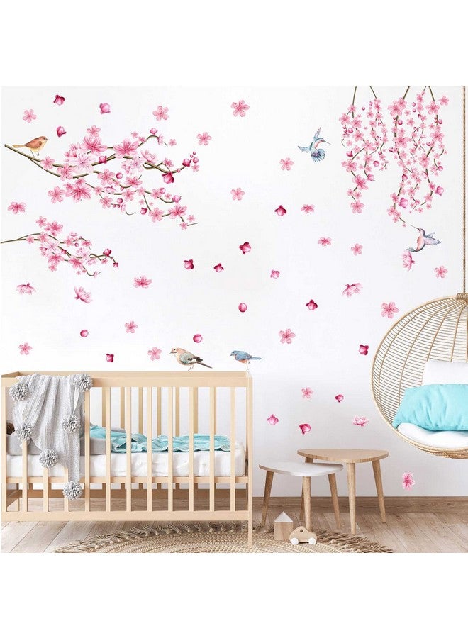 Barri Design Cherry Blossom Flower Wall Stickers - Tree Branches & Pink Floral Wall Decals for Girls Room, Bedroom, Living Room & Nursery Decor - Image 4