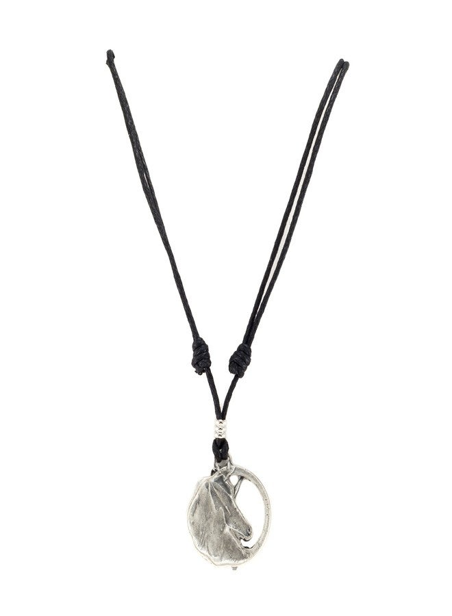 BlueRica Unicorn Head on Adjustable Black Cord Necklace (Old Silver Finish) - Image 3