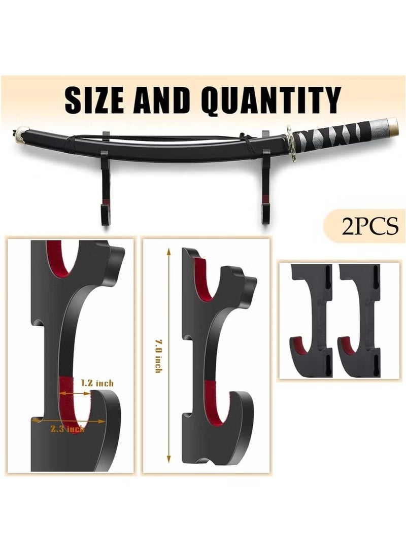 Realfrog 2 PCS Sword Hook Wall Mount Samurai Sword Hanger,for Wall Adjustable Wooden Sword Rack,Decorative Katana Holder Martial Arts Toy Stands Display with Screw Accessories for Saber Tanto Rapier Cosplay - Image 5
