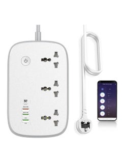 JBQ Wifi Smart Power Strip Extension Cord Surge Protector Socket Multi Plug, Compatible with Alexa & Google Assistant,3 Universal Electrical Outlets, 30W USB-C Fast Charging, 4 USB-A, 2M Cable  - Image 1