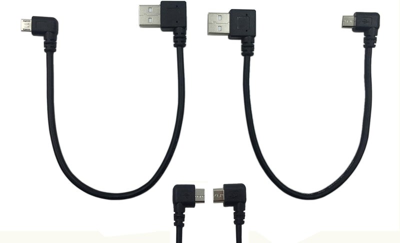 CERRXIAN 9Inch Micro USB Cable Combo Left  Right Angle Micro USB 5 Pin Male to USB 20 Type A Right Angle Male Data Sync and Charge Cable Black2Pack R - Image 1