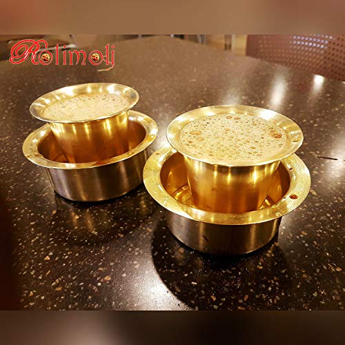 ROLIMOLI Brass Tumbler Set Premium Gold Colored Set of 4 for Pooja Rituals Home Temple Abhishekam and Religious Ceremonies (150ml Each) - Image 5