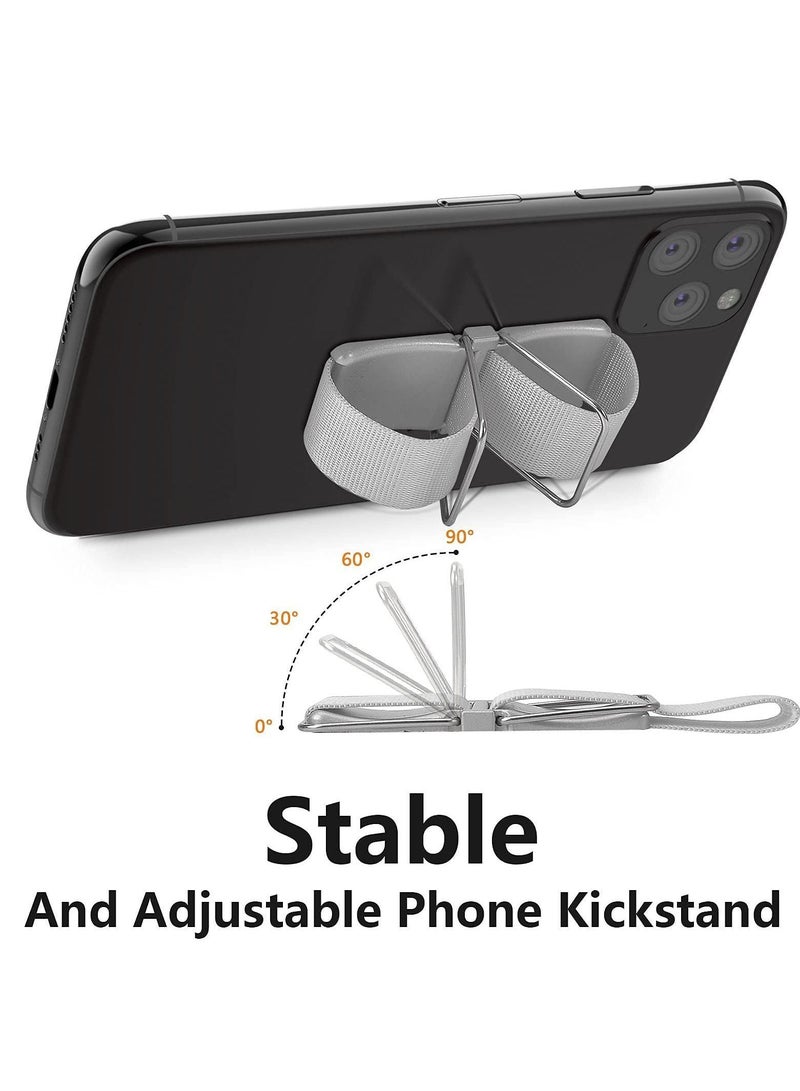 Y&D Cell Phone Bracket Grip with Finger Handle Back for Phones Tablets Cases (4 Pieces Black Silver) - Image 5