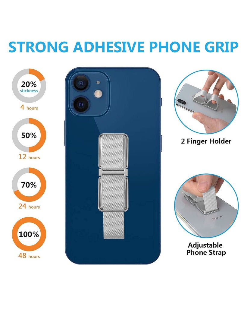 Y&D Cell Phone Bracket Grip with Finger Handle Back for Phones Tablets Cases (4 Pieces Black Silver) - Image 4