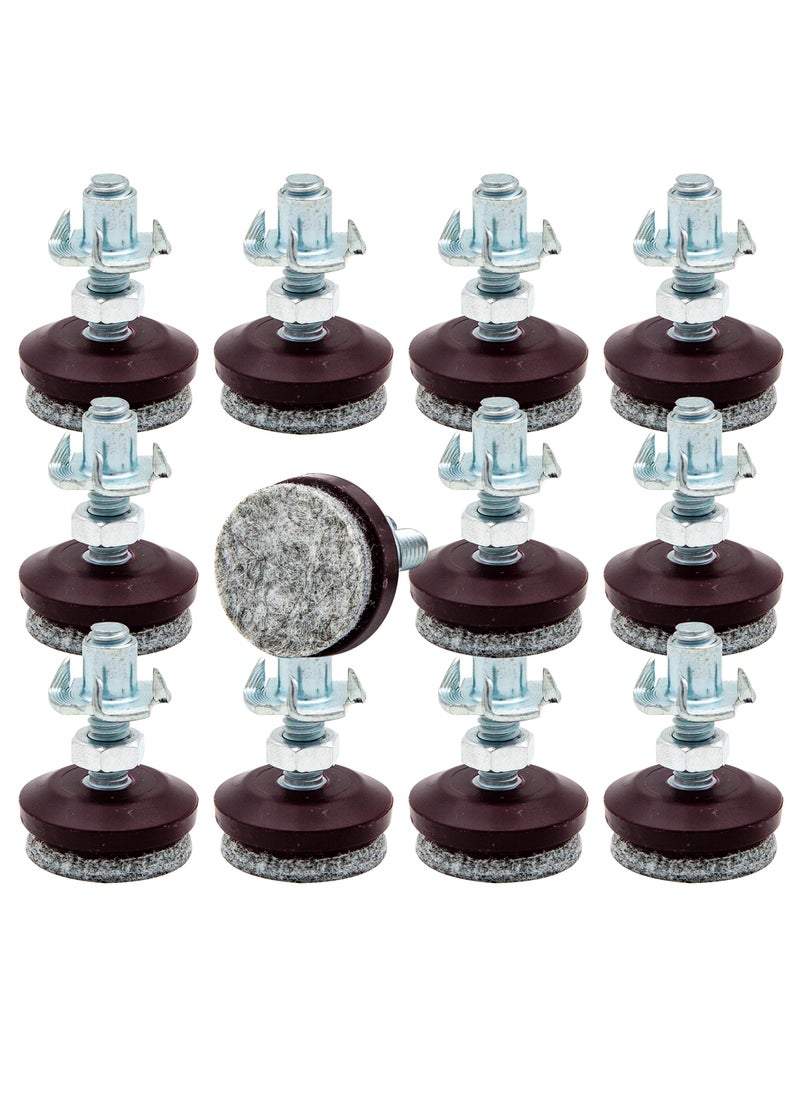 HUAYY HUAYY Medium Duty Furniture Levelers Adjust LegsTable and Chairs Leveling FeetHeight Adjustable Protection Integrated HighDensity Felt PadsHeavy Duty 1420x1 Threaded Shank TNutsSet of 12 