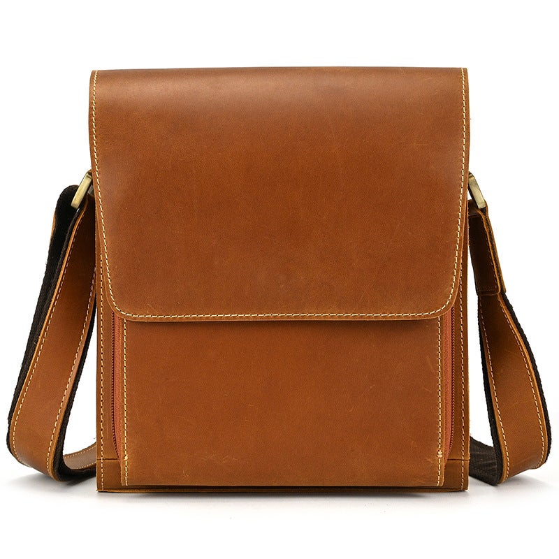 Men'S Genuine Leather Shoulder Bag, Crazy Horse Leather Crossbody Bag, Top Layer Cowhide Flap Shoulder Bag, Ipad Bag, Exclusively For Sales - Image 3