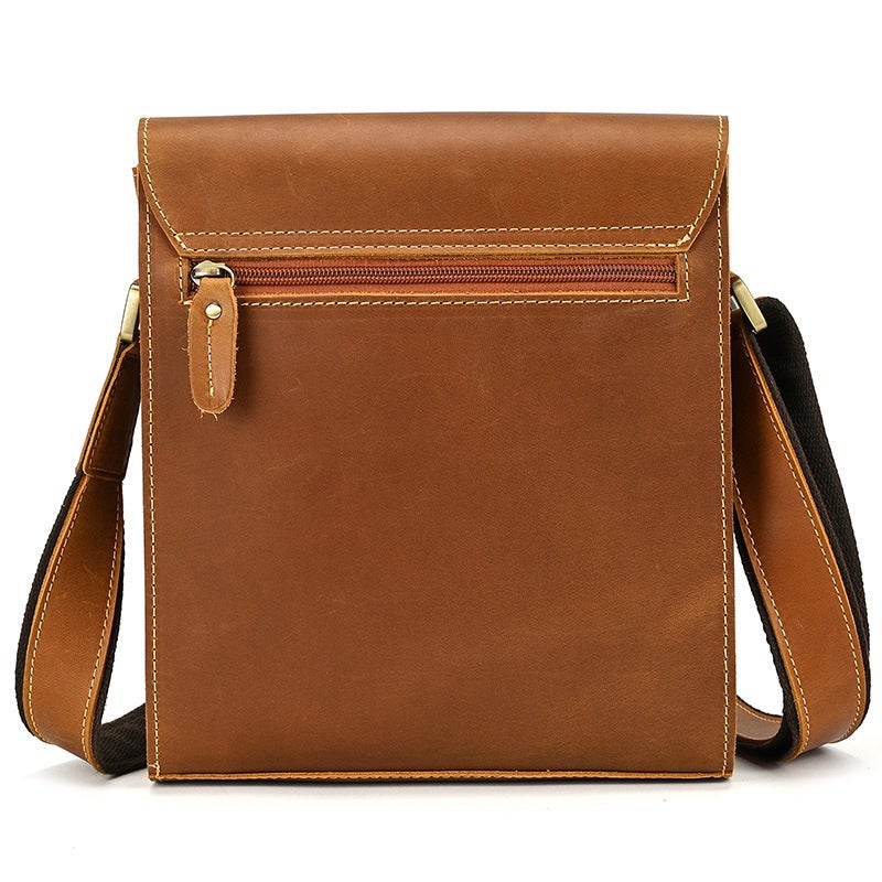 Men'S Genuine Leather Shoulder Bag, Crazy Horse Leather Crossbody Bag, Top Layer Cowhide Flap Shoulder Bag, Ipad Bag, Exclusively For Sales - Image 4