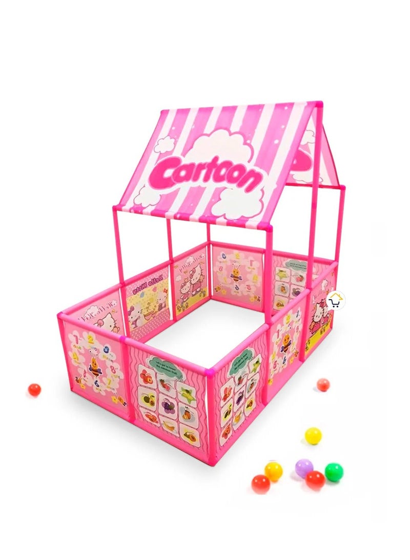 Cartoon Kids Play Tent with Colorful Balls - Foldable and Easy to Set Up Play Tent with Playhouse Design, Suitable for Indoor and Outdoor, Size 118x80x118cm - Image 2
