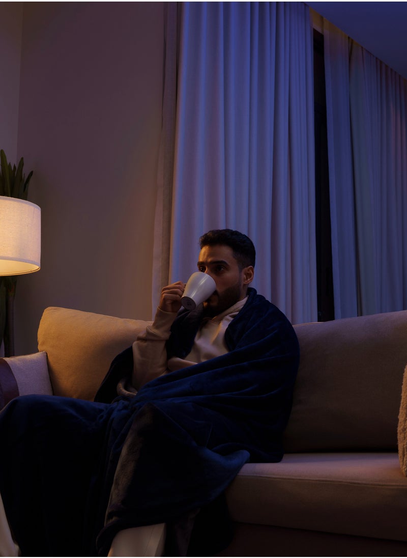Neyam - Neyam 100% polyester winter blanket. Size 200X150 - Soft and comfortable velvet blanket, dual colours. Dark blue colour - Image 1