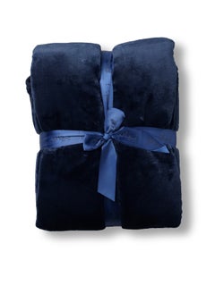 Neyam Neyam 100% polyester winter blanket. Size 200X150 - Soft and comfortable velvet blanket, dual colours. Dark blue colour  - Image 1