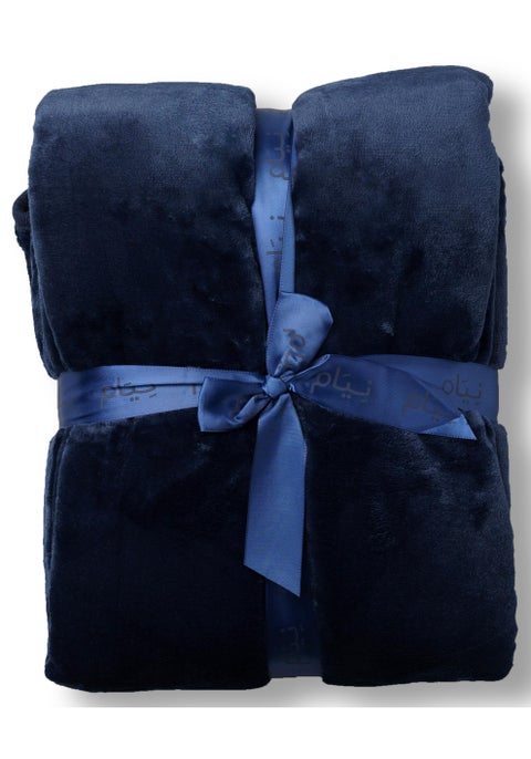 Neyam 100% polyester winter blanket. Size 200X150 - Soft and comfortable velvet blanket, dual colours. Dark blue colour