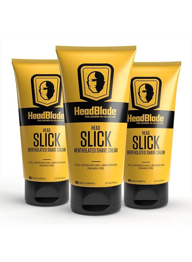 HeadBlade HeadSlick Men's Head & Skull Shaving Cream | No more Nick, Cuts, or Razor Burns | 5 oz (3 Pack) - Image 1