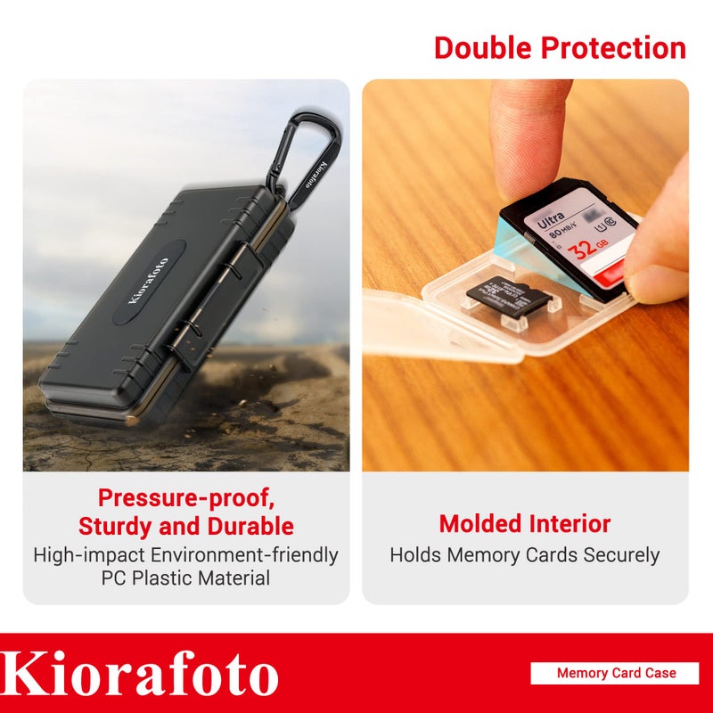 Kiorafoto Memory Card Case with 24 Pack Clear Plastic Memory Card Holders for 24 SD SDXC SDHC & 24 TF Cards,Water-Resistant Anti-Shock SD MicroSD Card Carrying Organizer Storage Protector with Labels - Image 5