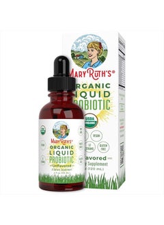 USDA Organic Liquid Probiotics by MARYRUTH'S | Improves Immune Function & Digestion for Men, Women & Kids | Plant-Based, Non-GMO, Vegan | 12 Live strains of Flora w/ Acidophilus Probiotic | 4 Fl Oz