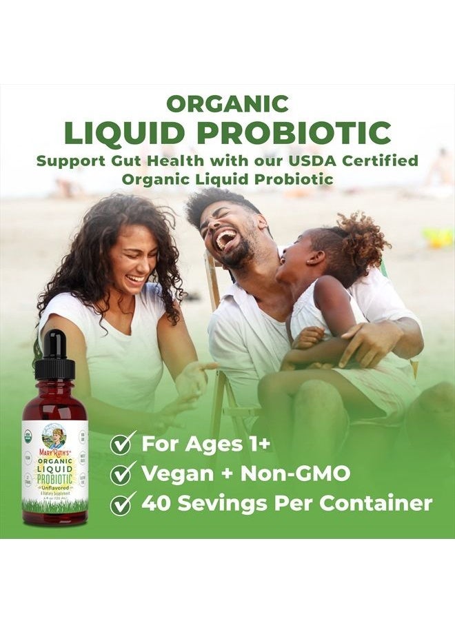 MaryRuth Organics - USDA Organic Liquid Probiotics by MARYRUTH'S | Improves Immune Function & Digestion for Men, Women & Kids | Plant-Based, Non-GMO, Vegan | 12 Live strains of Flora w/ Acidophilus Probiotic | 4 Fl Oz - Image 1