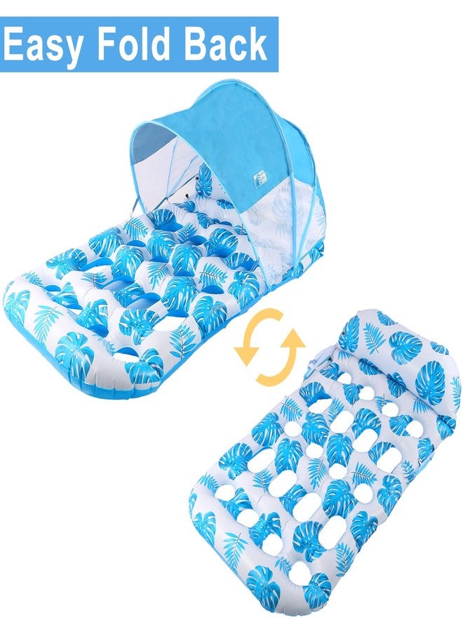 COOLCOOLDEE Inflatable Pool Float with UPF 50+ Sunshade Canopy,Extra Large Pool Lounger Float for Adult with Headrest,Cup Holder - Image 4