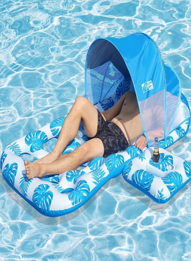 COOLCOOLDEE Inflatable Pool Float with UPF 50+ Sunshade Canopy,Extra Large Pool Lounger Float for Adult with Headrest,Cup Holder - Image 1
