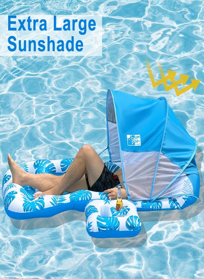 COOLCOOLDEE Inflatable Pool Float with UPF 50+ Sunshade Canopy,Extra Large Pool Lounger Float for Adult with Headrest,Cup Holder - Image 2