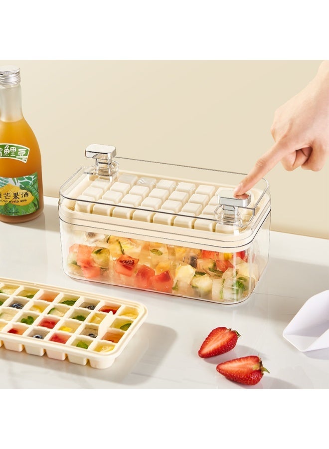 صينية 32 لصناعة الثلج مع غطاء، صندوق ثلج صافٍ بزراعين مزدوجين للتحرير السهل، صندوق تخزين بغطاء شفاف صينية من الصنف الغذائي لاجتماعات العائلات والمشروبات الباردة - Image 1