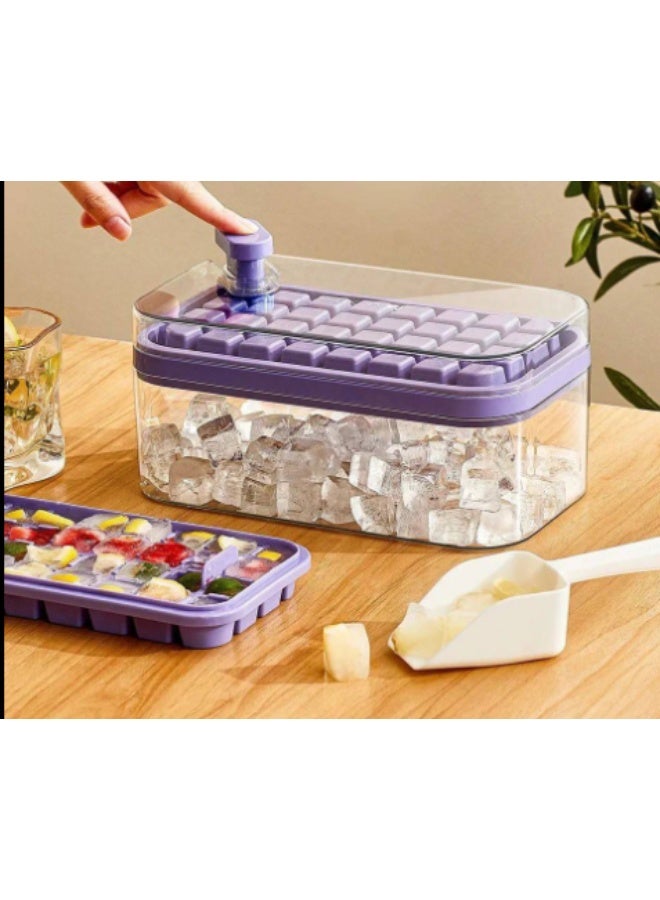 Ice cube maker 2-tier acrylic box with lid Silicone cube molds