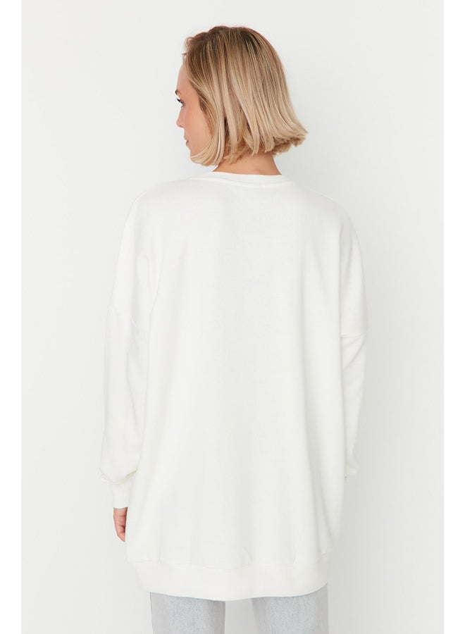 trendyol Sweatshirt - White - Fitted - Image 5