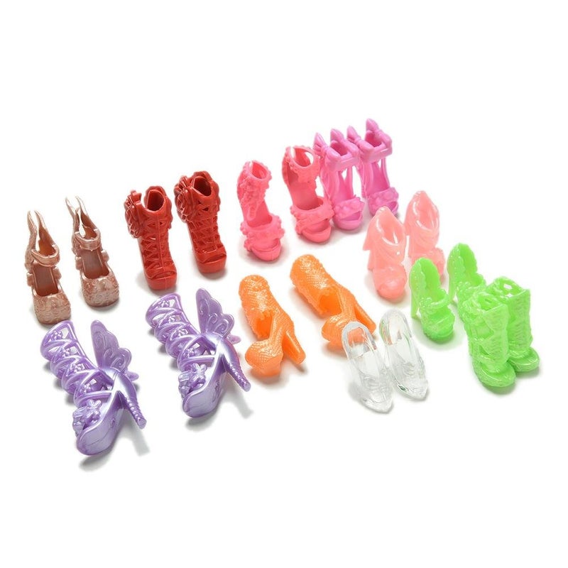 iDream Assorted Doll Shoes & Heels Sandals (Multicolor) – Set of 10 Pairs, Stylish Accessories for Dolls, Durable and Fashionable Footwear for Your Doll Collection - Image 5