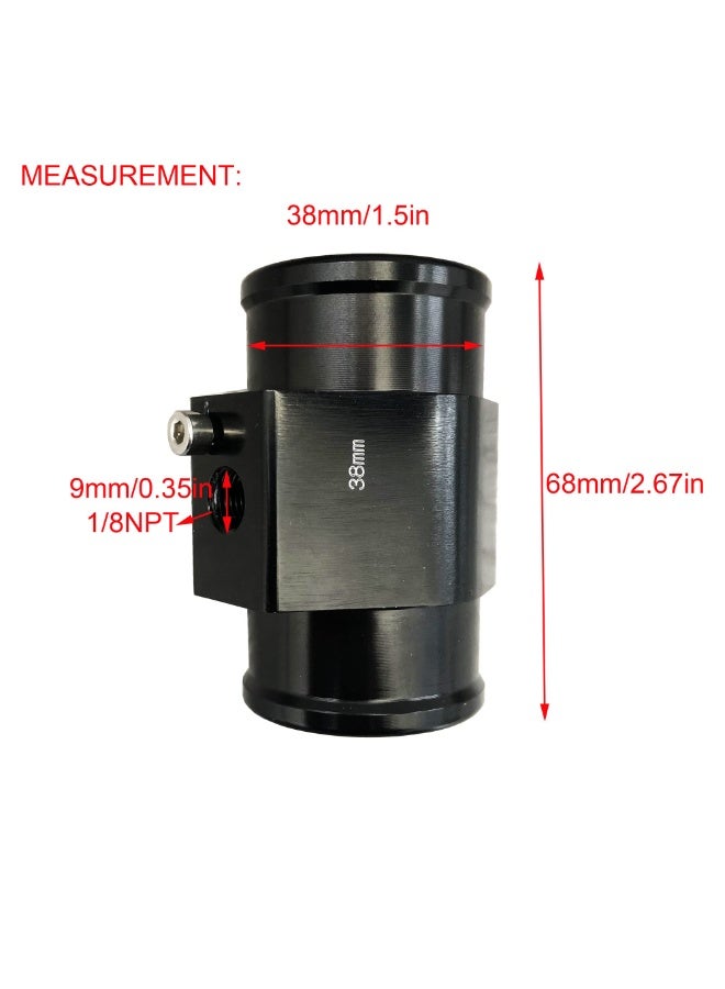 KISSUN 38mm Radiator Hose Attachment Adapter Water Temp Joint Pipe for Water Coolant Temperature Gauge Sensor with Hose Clamps - Image 4