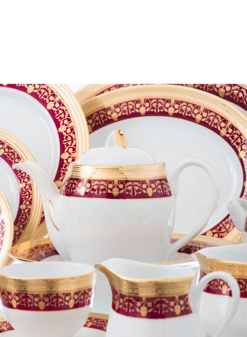 هيك طقم سفرة بورسلين ياماسين ياباني مطلي بالذهب 95 قطعة - Image 2