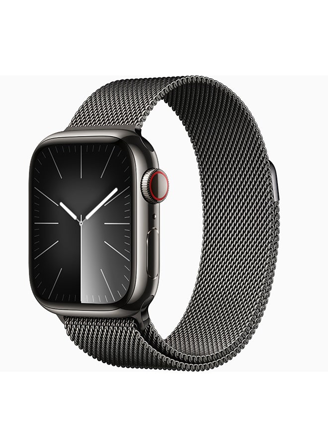 Apple Watch Series 9 GPS + Cellular 41mm Stainless Steel Case With Graphite Milanese Loop - Image 1