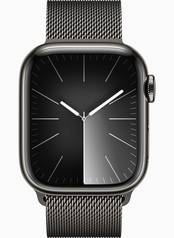 Apple Watch Series 9 GPS + Cellular 41mm Stainless Steel Case With Graphite Milanese Loop - Image 2