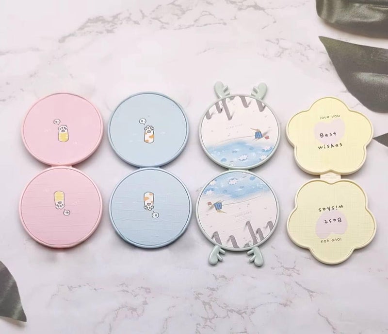 1Pc Cute Portable compact Mirror for Girls, Cartoon Design Folding Pocket Mirror, Random Color Handheld Makeup Mirror, Small Travel Mirror for Purse, Gift for Women and Teens - Image 3