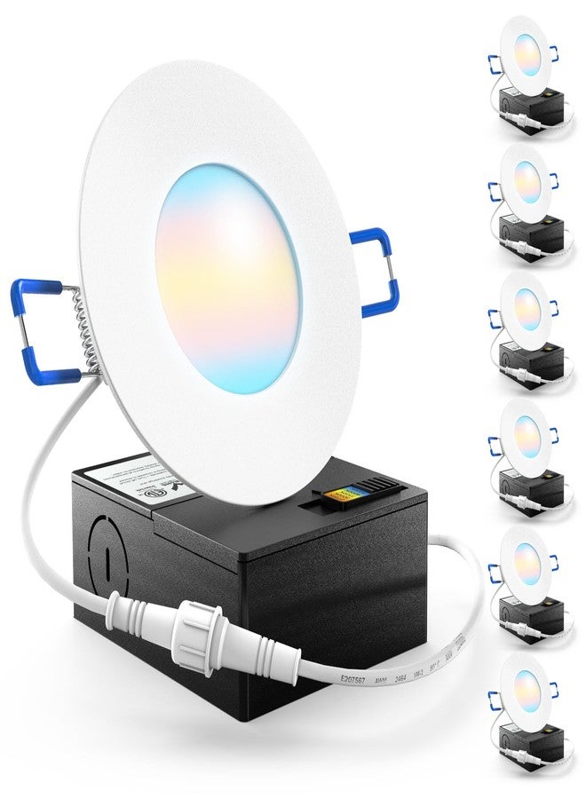 Sunco Lighting Sunco 6 Pack 3 Inch Recessed LED Lights, Ultra Thin Ceiling Lighting, 500 LM, 8W (50W Equivalent), Selectable 2700K/3000K/4000K/5000K/6000K, Dimmable, Wafer Thin, Canless with Junction Box - Image 1