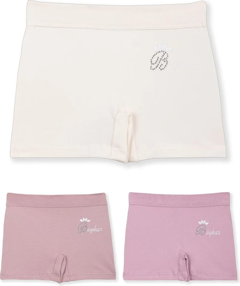 Baykar Girls Cotton Colorful Printed Lycra Boxer Shorts 3-Pack 5391 Colorful